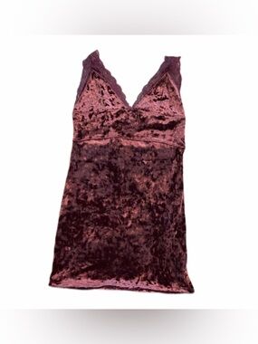 Free People Intimates Crushed Velvet Lace Slip Dress Womens Small Burgundy NWT